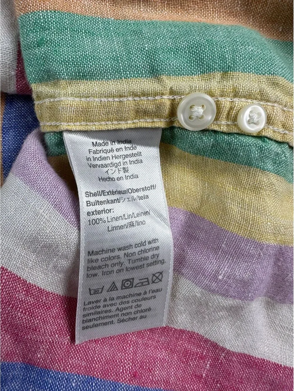 Jcrew Baird Mcnutt Linen button up shirt large made india striped colorful slim